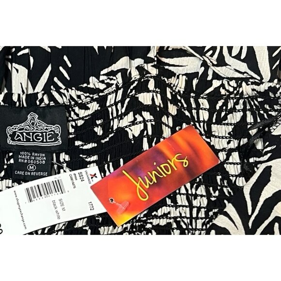 Angie boho black & white floral sundress with patterned hem Juniors M NWT - Picture 9 of 10